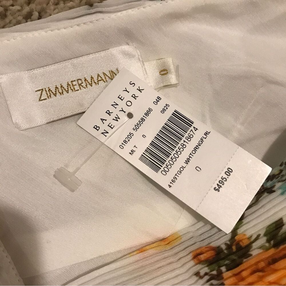 NWT. ZIMMERMANN Floral Print One-Shoulder Top ZIM 0/ US 4 white yellow - Picture 9 of 15
